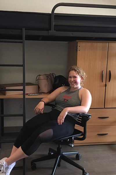 Abbey in her Dorm room