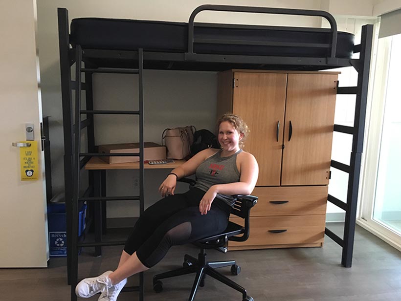 Abbey in her Dorm room